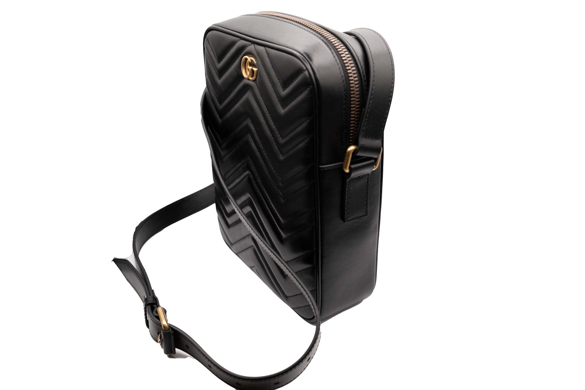 Gucci Matelasse GG Marmont Messenger Black Bag