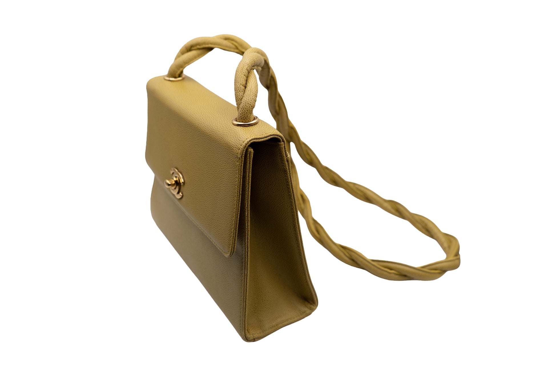 Chanel Vintage Kelly Twisted Shoulder Bag Mustard