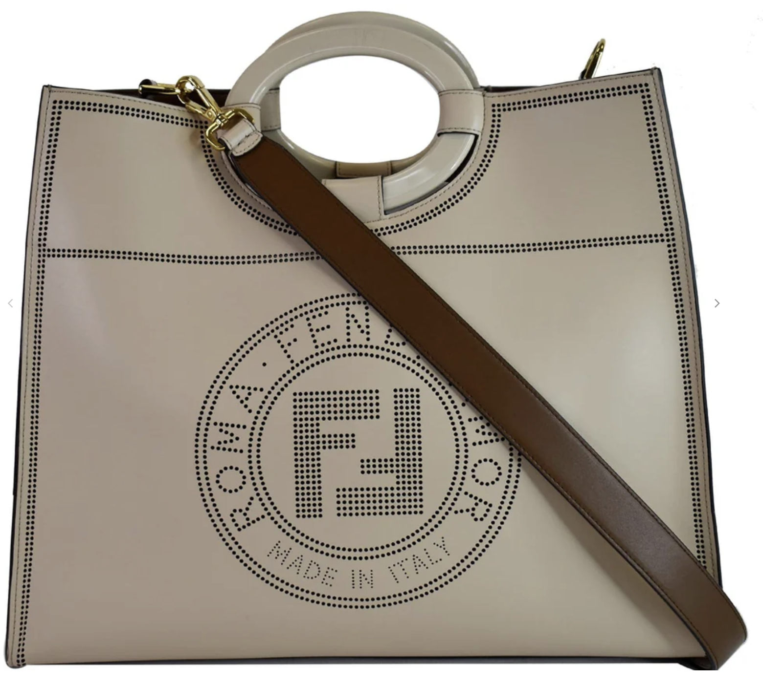Fendi Runaway Shopper Shoulder Bag Beige