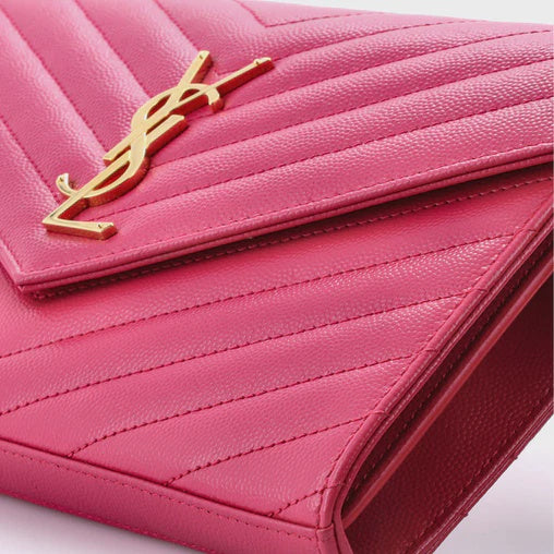 YSL  Cassandre Wallet on Chain Hot Pink