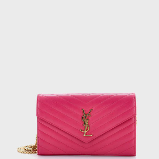 YSL  Cassandre Wallet on Chain Hot Pink