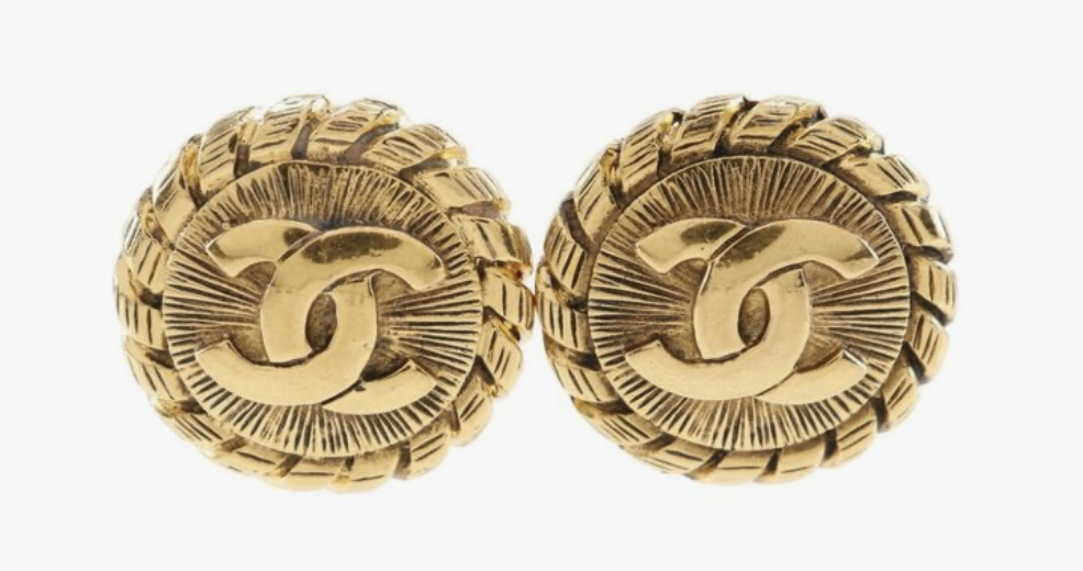 Chanel Coco Mark Earring Vintage 24K Gold Plated