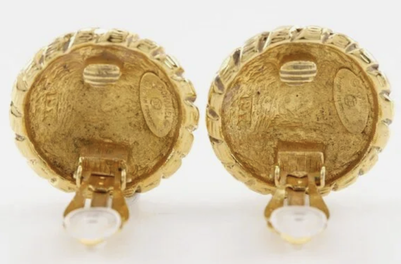 Chanel Coco Mark Earring Vintage 24K Gold Plated