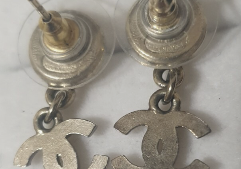 Chanel Antique CC Logo Multi Color Drop Crystal Earrings