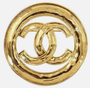 Chanel CC Logo Round Circle Brooch Gold Tone