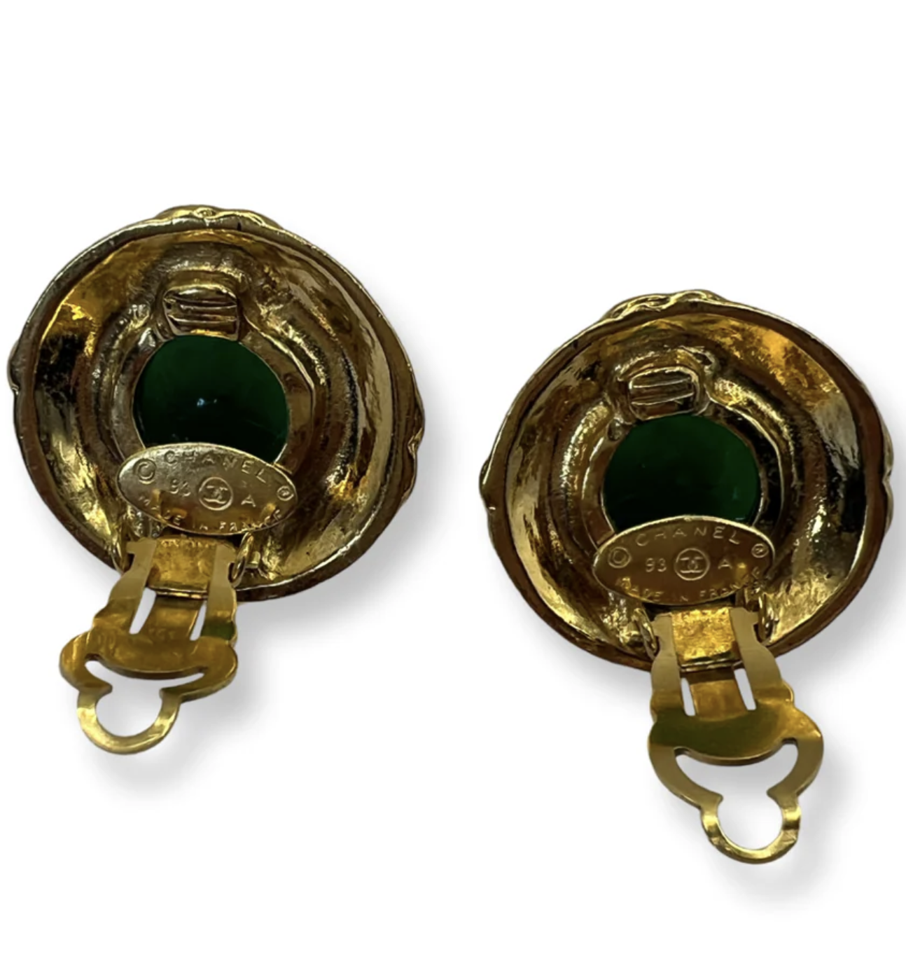 Chanel Vintage Gripoix Green Earrings