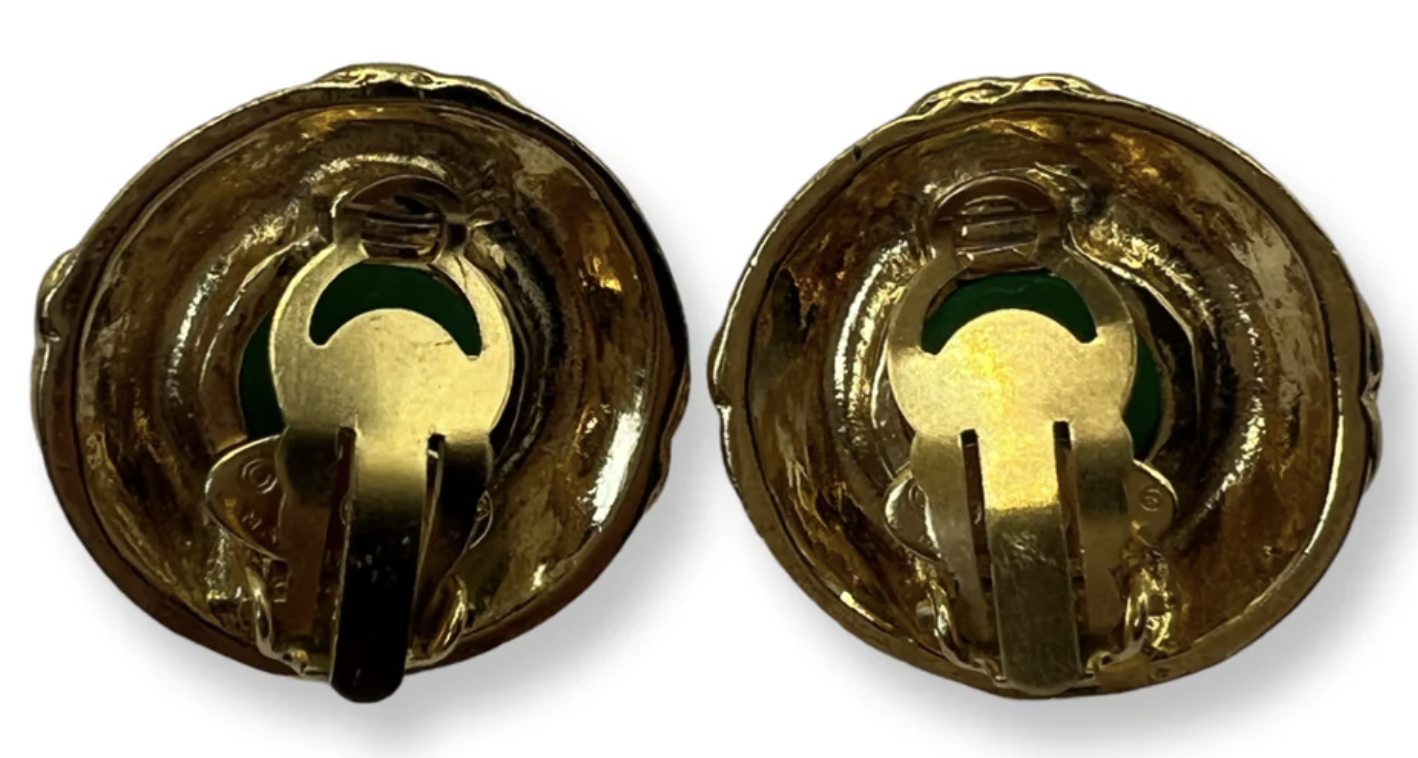 Chanel Vintage Gripoix Green Earrings