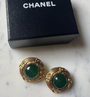 Chanel Vintage Gripoix Green Earrings
