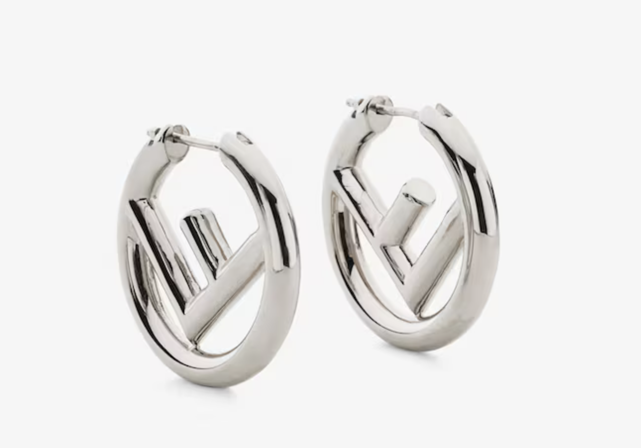 Fendi F Is Fendi Hoop Earrings Silver