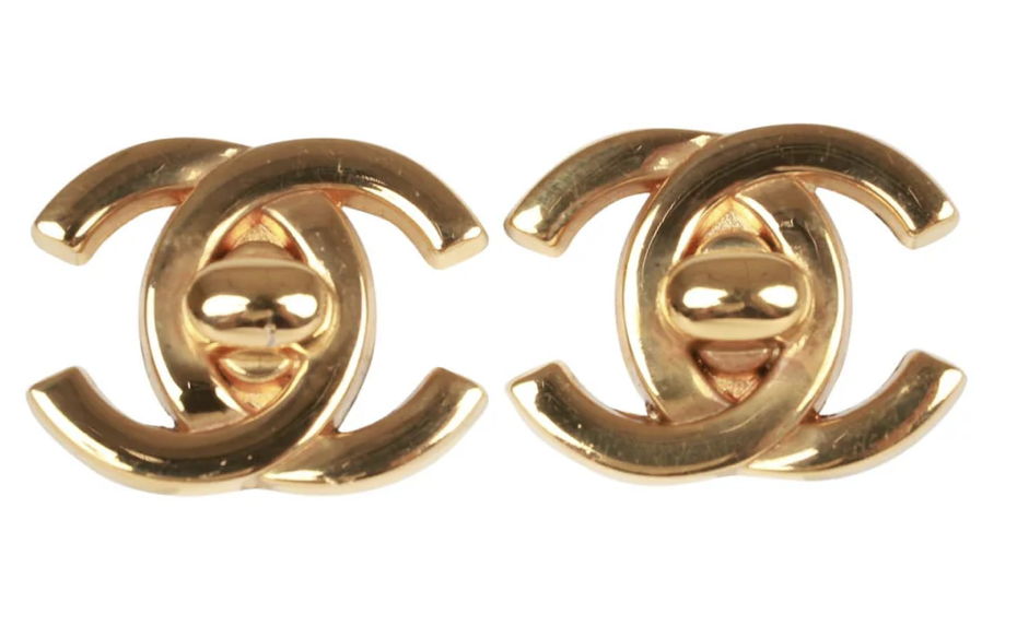 Chanel CC Turn Lock Clip On Earrings