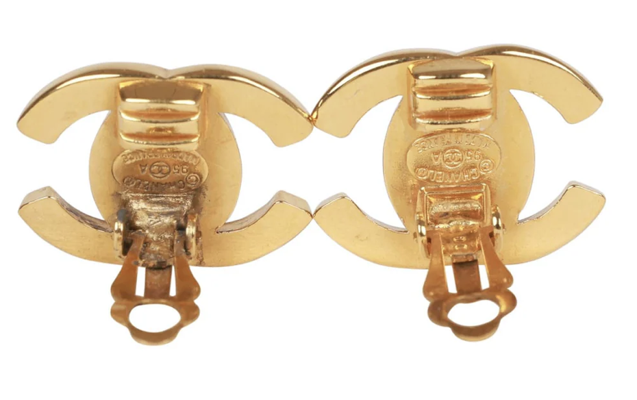 Chanel CC Turn Lock Clip On Earrings