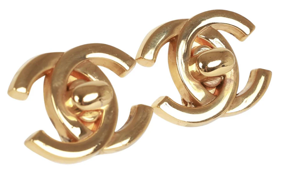 Chanel CC Turn Lock Clip On Earrings