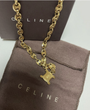 Celine Triomphe Charm Necklace Gold Tone
