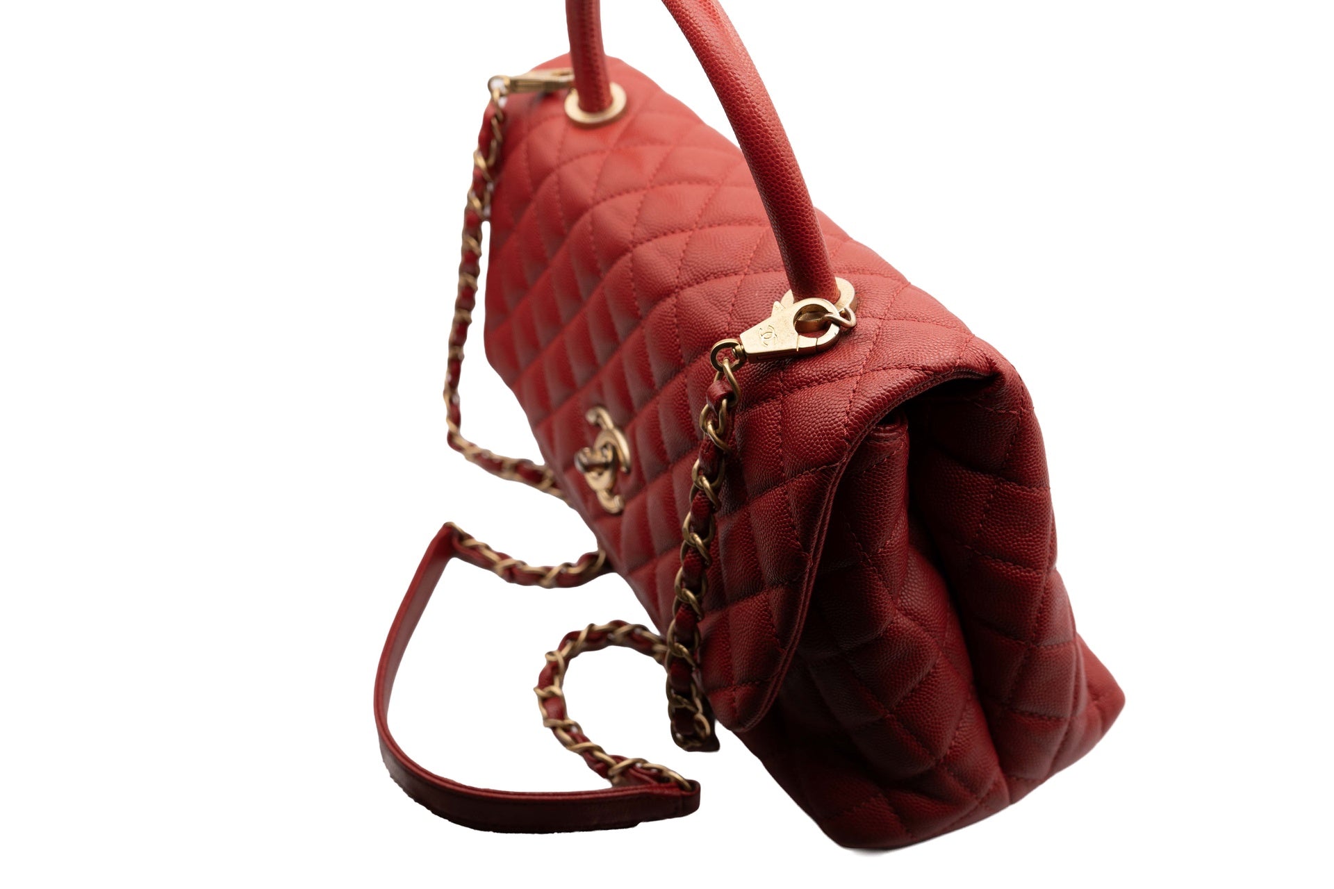Chanel Small Coco Handle Flap Red Bag