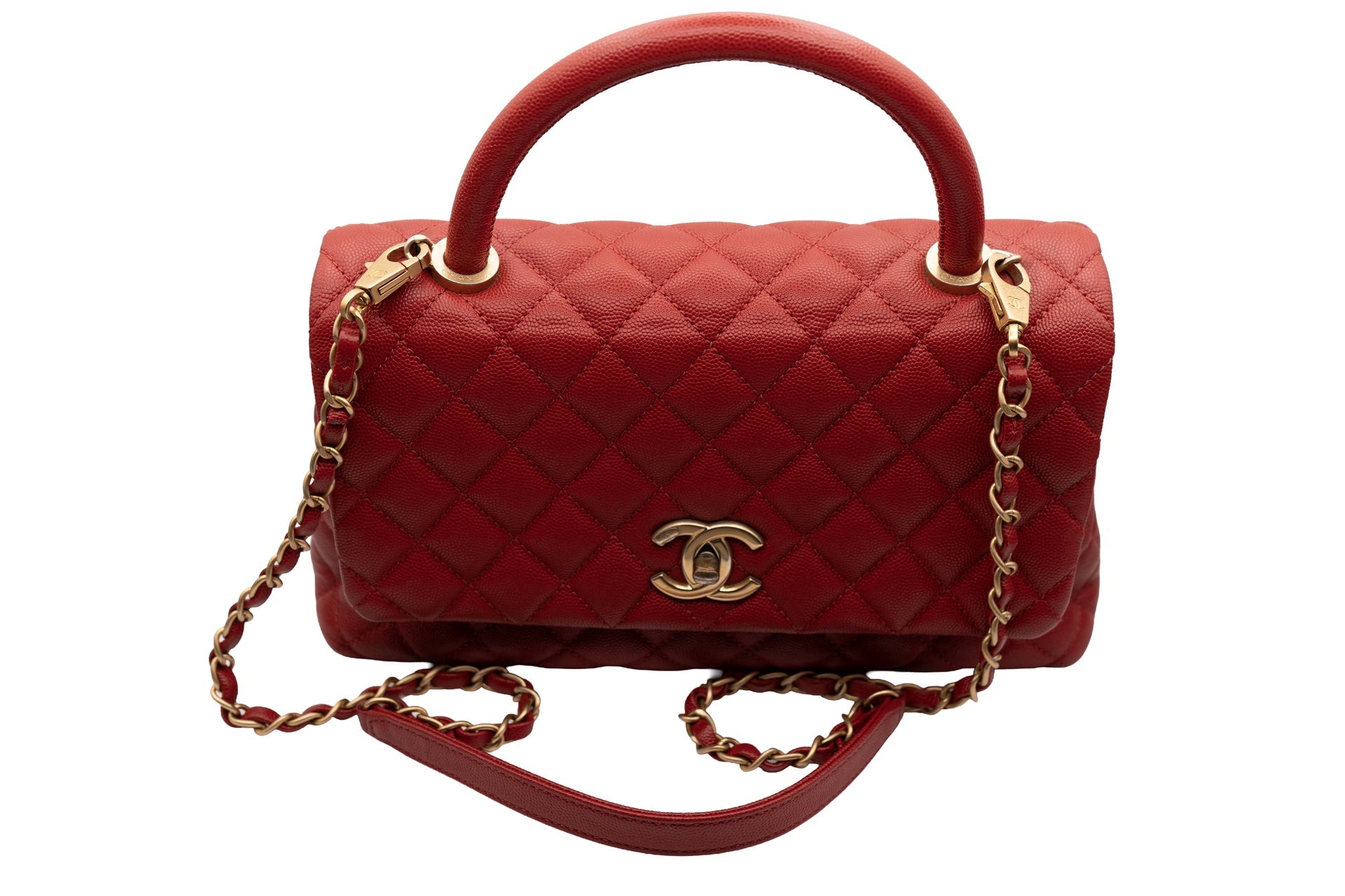 Chanel Small Coco Handle Flap Red Bag