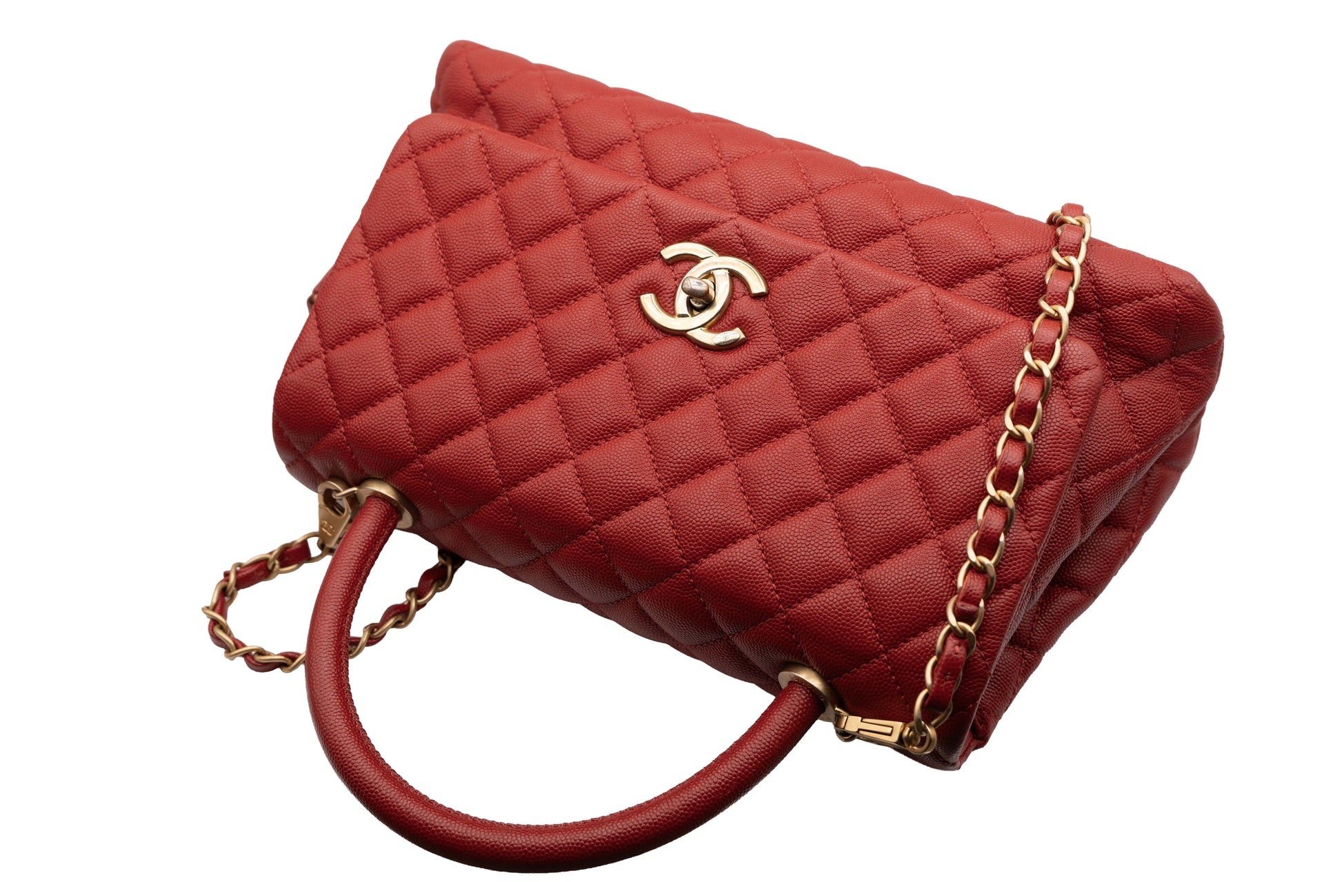Chanel Small Coco Handle Flap Red Bag