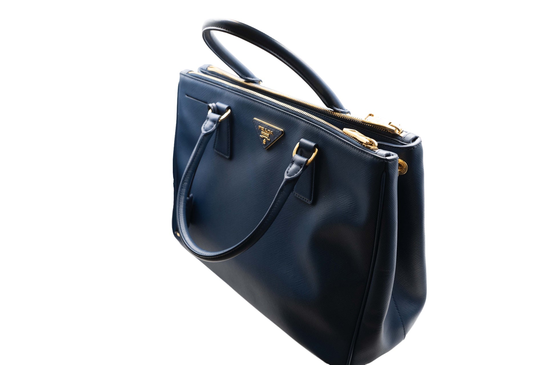 Prada Saffiano Leather Galleria Double Zip Navy
