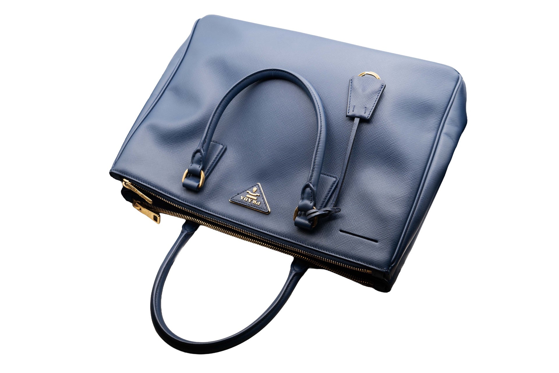 Prada Saffiano Leather Galleria Double Zip Navy