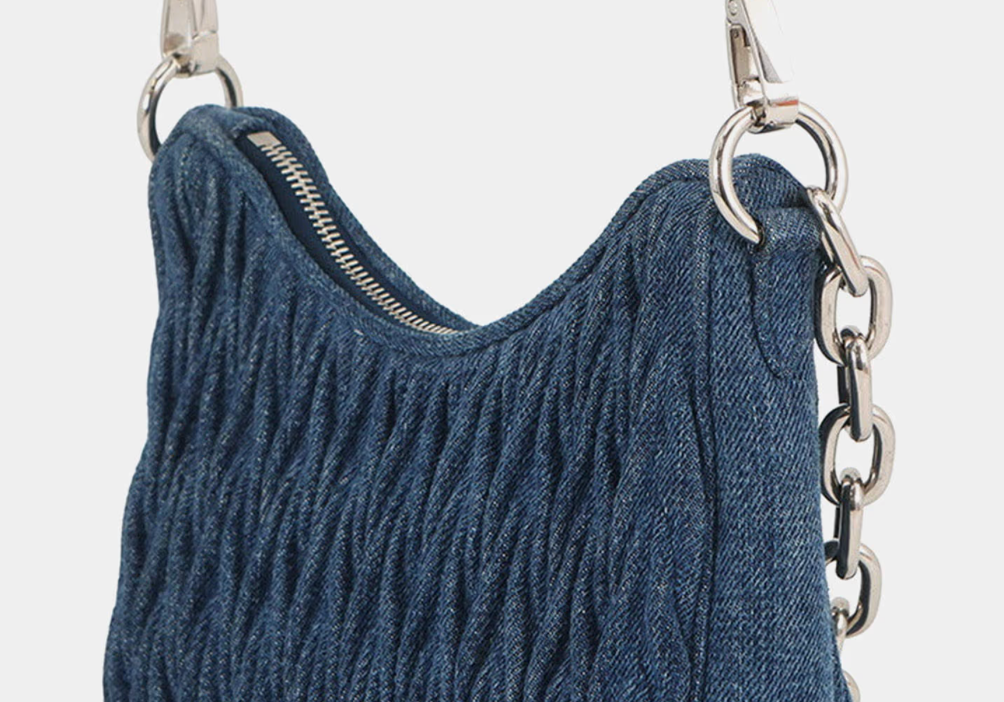 Miu Miu Denim Matelassé Shoulder Bag