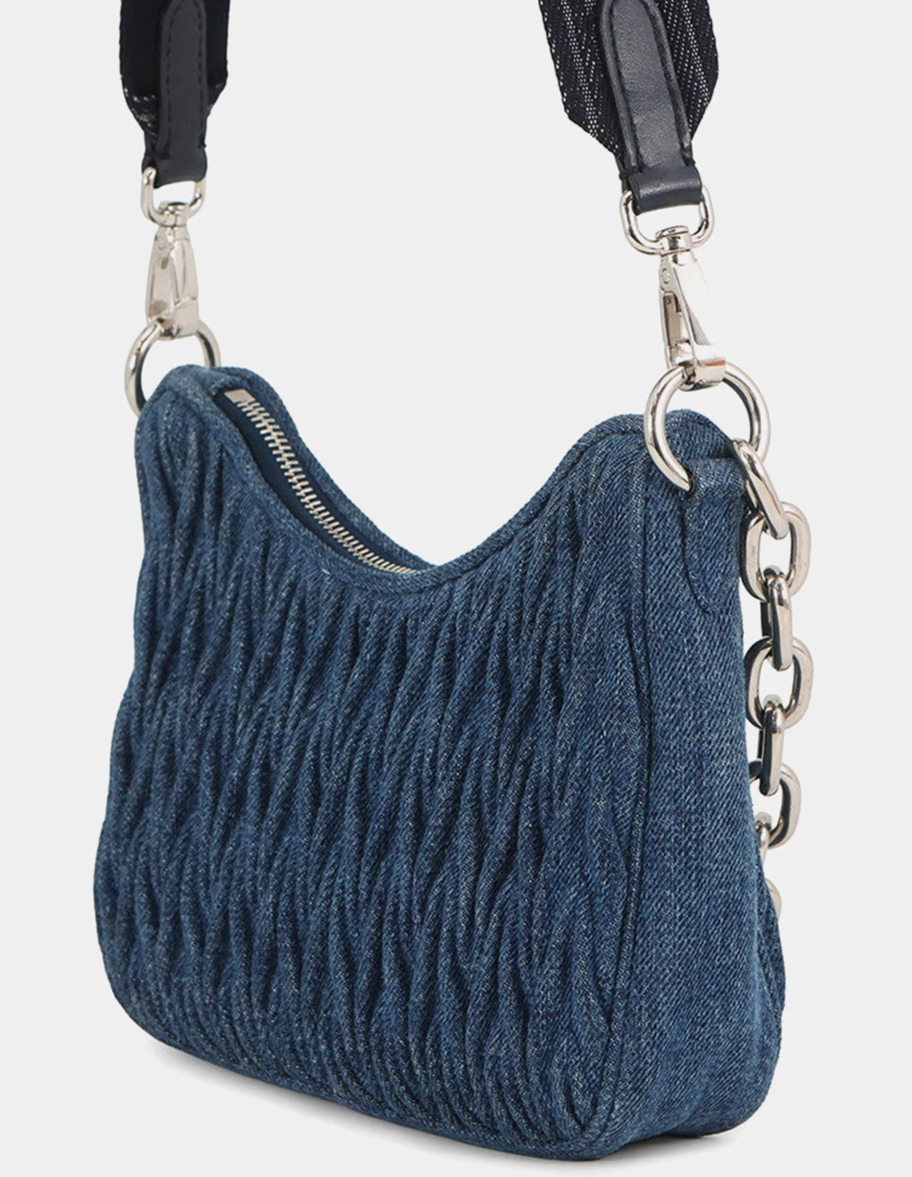 Miu Miu Denim Matelassé Shoulder Bag