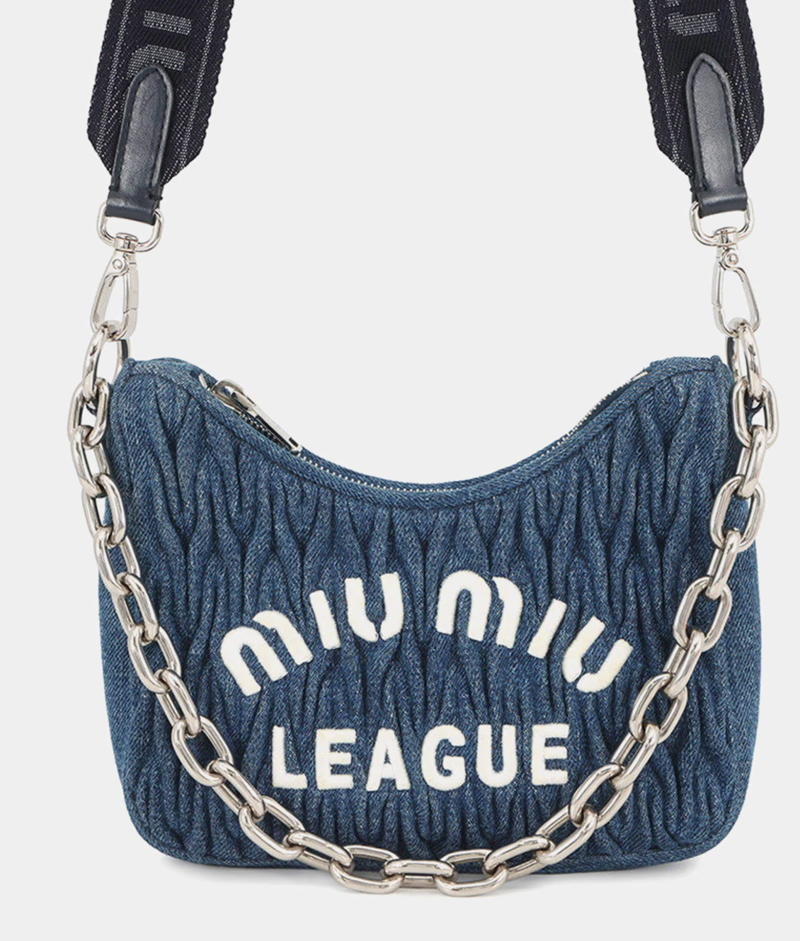 Miu Miu Denim Matelassé Shoulder Bag
