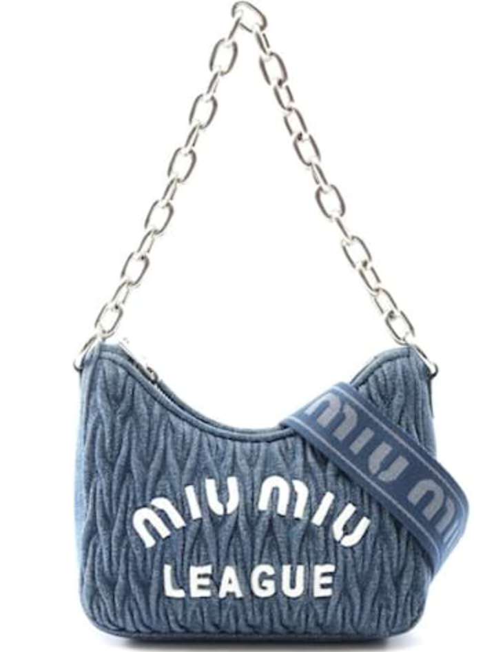 Miu Miu Denim Matelassé Shoulder Bag