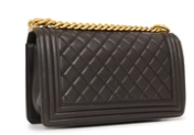 Chanel Le Boy Quilted Dark Brown Leather