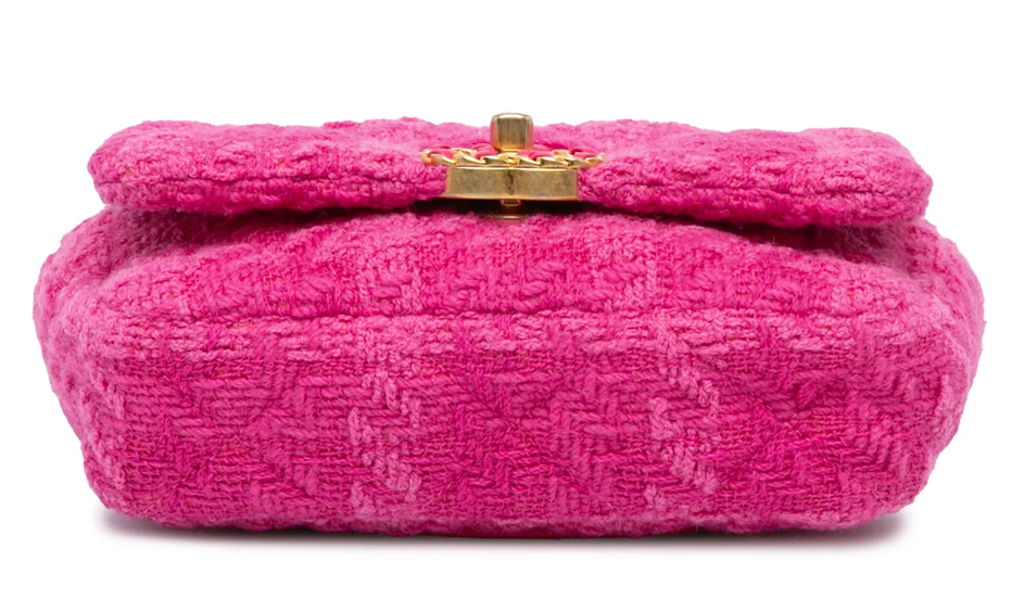 Chanel 19 Quilted Tweed Belt Bag Hot Pink