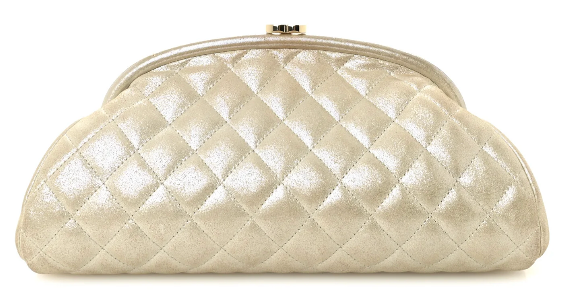 Chanel Metallic Calfskin Quilted Timeless Clutch Gold