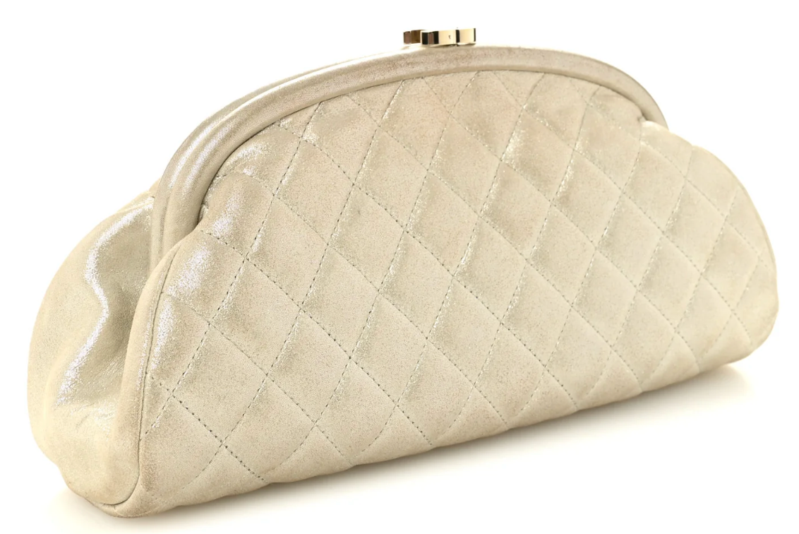 Chanel Metallic Calfskin Quilted Timeless Clutch Gold