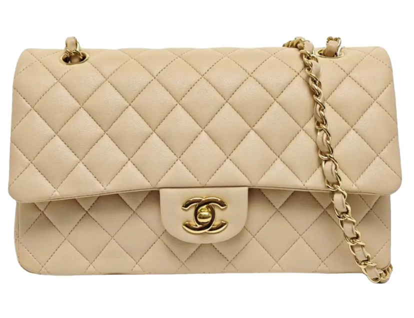 Chanel Caviar Single Flap Chain Beige