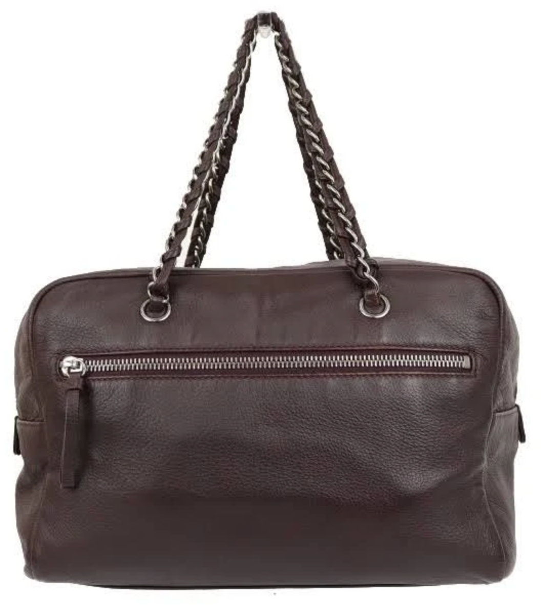 Chanel Coco Mark Chain Shoulder Bag Mini Boston Brown