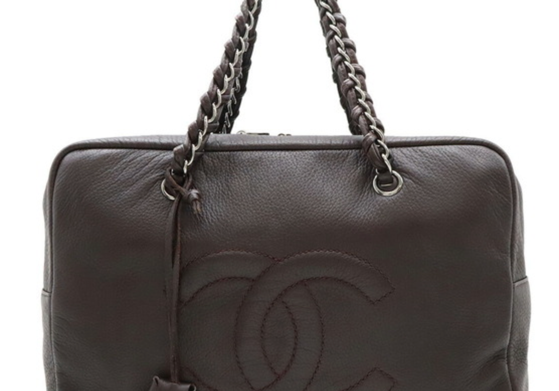 Chanel Coco Mark Chain Shoulder Bag Mini Boston Brown