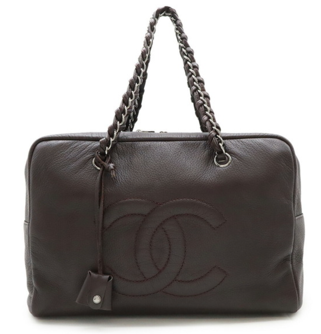 Chanel Coco Mark Chain Shoulder Bag Mini Boston Brown