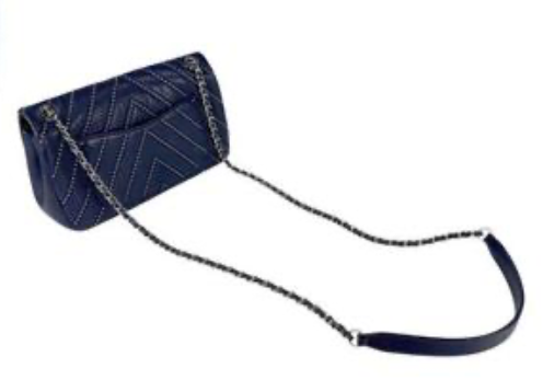 Chanel V-Stitch Studs Silver Navy