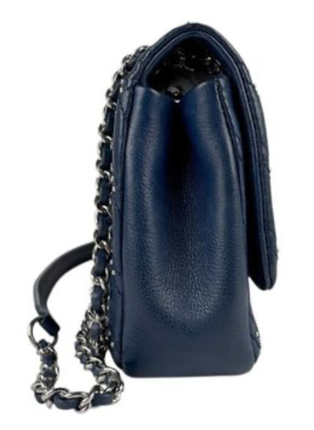 Chanel V-Stitch Studs Silver Navy