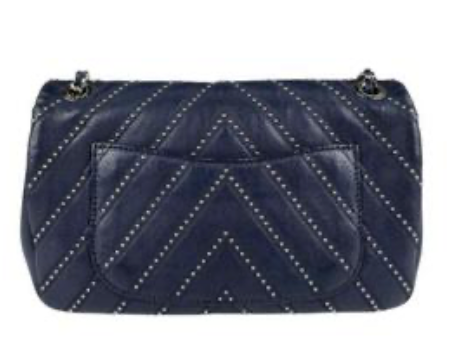 Chanel V-Stitch Studs Silver Navy