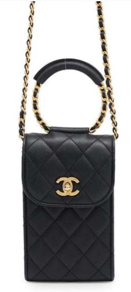 Chanel Matelasse CocoMark Phone Holder Black