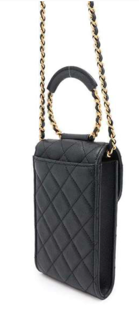 Chanel Matelasse CocoMark Phone Holder Black