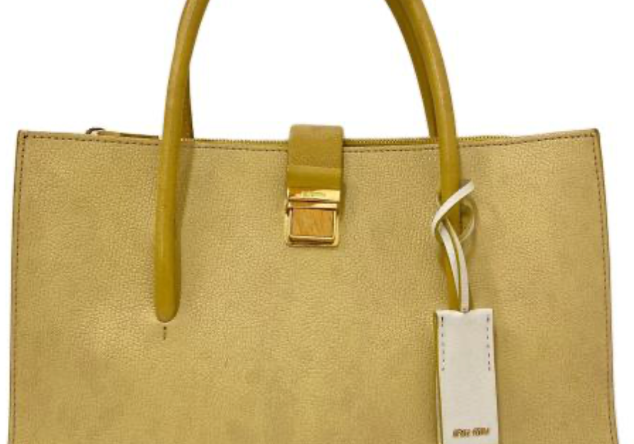 Miu Miu Leather Tote Pastel Lemon