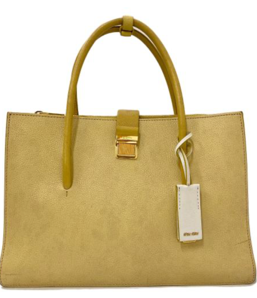 Miu Miu Leather Tote Pastel Lemon