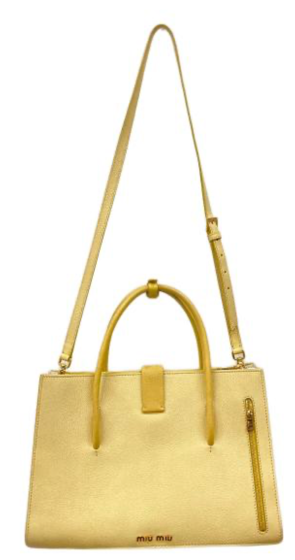 Miu Miu Leather Tote Pastel Lemon