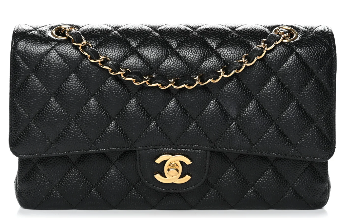 Chanel Caviar Double Flap Chain Black