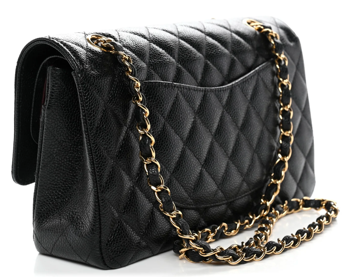 Chanel Caviar Double Flap Chain Black