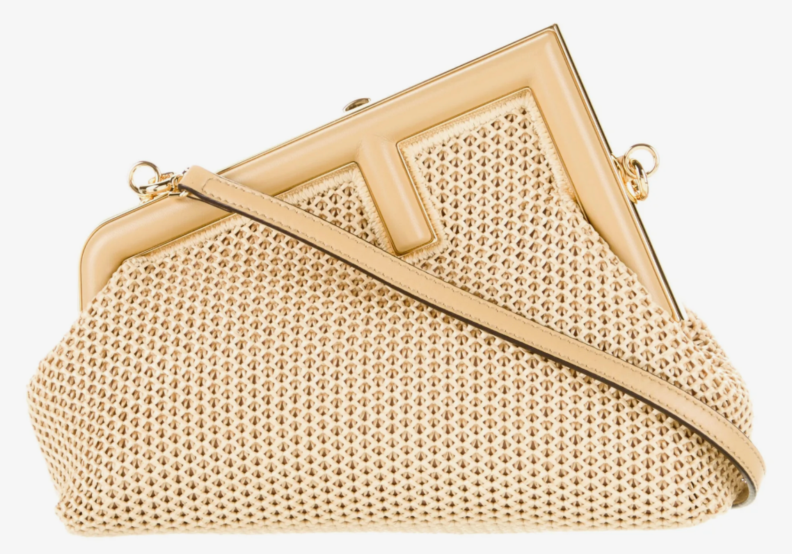 Fendi First Small Raffia Bag Tan