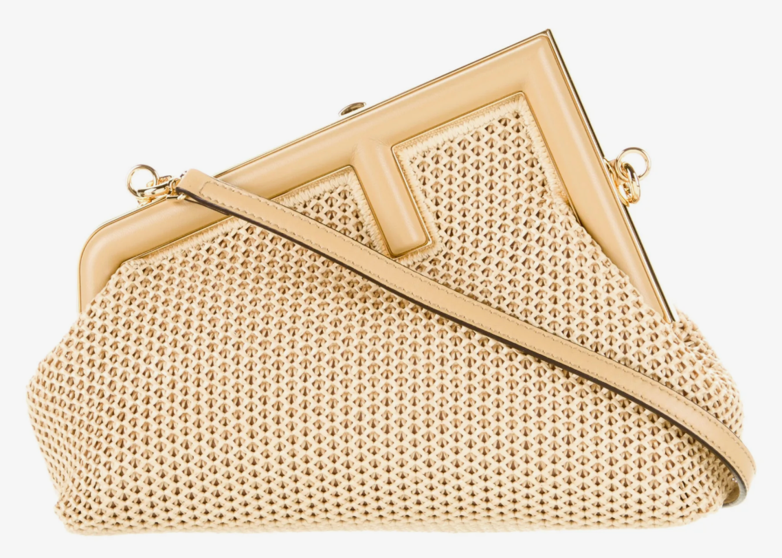 Fendi First Small Raffia Bag Tan