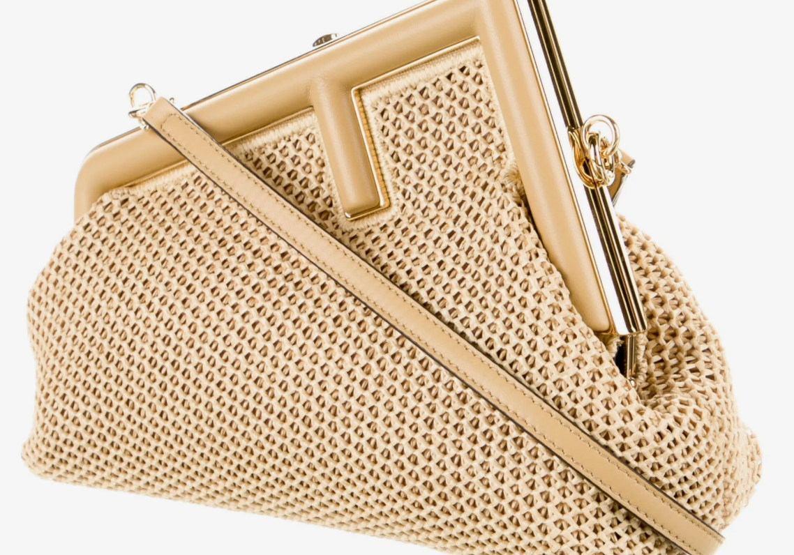 Fendi First Small Raffia Bag Tan