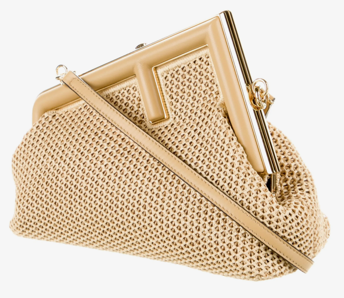 Fendi First Small Raffia Bag Tan