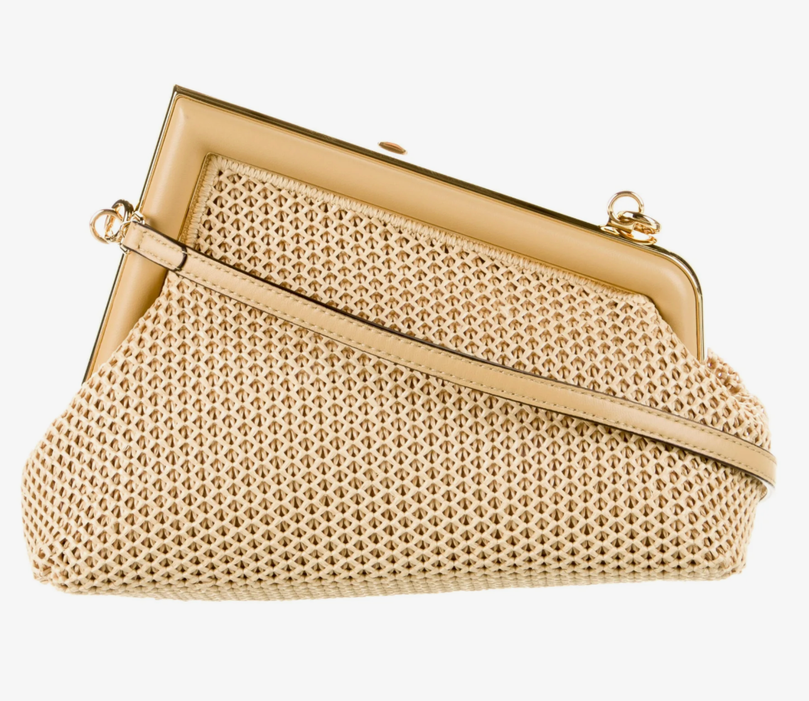 Fendi First Small Raffia Bag Tan