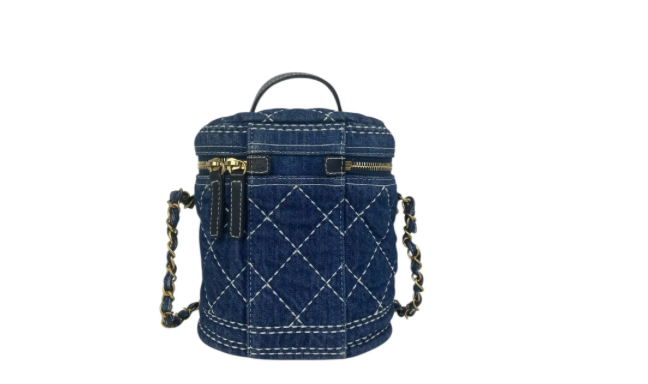Chanel Blue Denim CC Vanity Case Bag